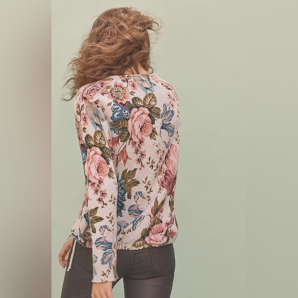 ANTHROPOLOGIE Angel of the North Floral Winter bouquet pullover. Size M - Picture 5 of 7